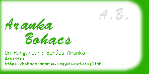 aranka bohacs business card
