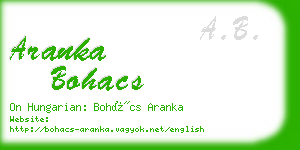 aranka bohacs business card